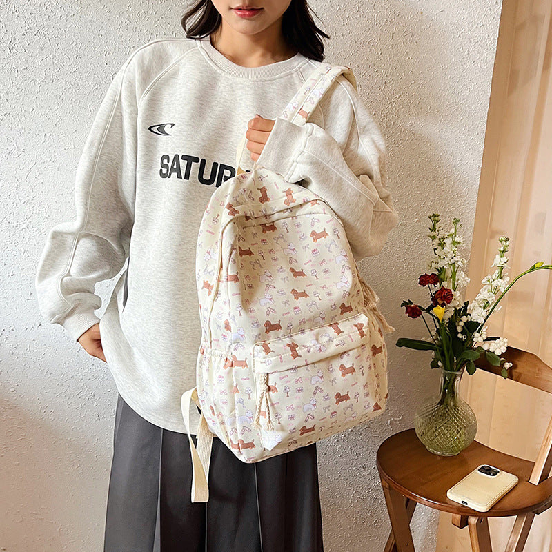 Backpack with Playful Dog Pattern