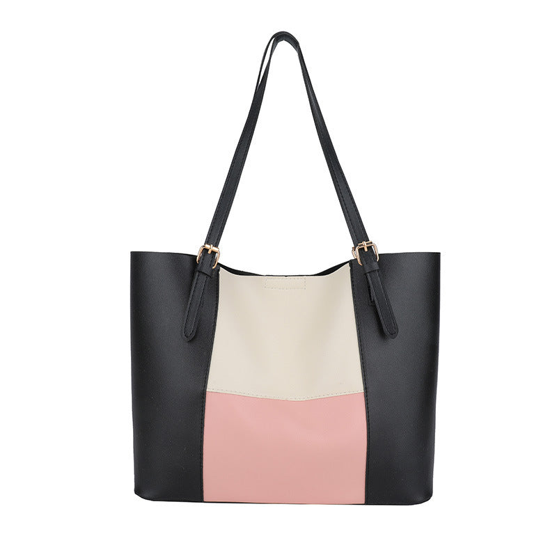 Versatile Color Block Tote Bag