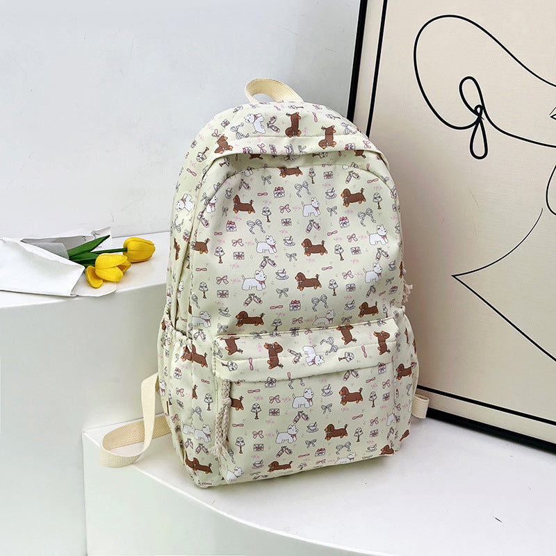 Backpack with Playful Dog Pattern
