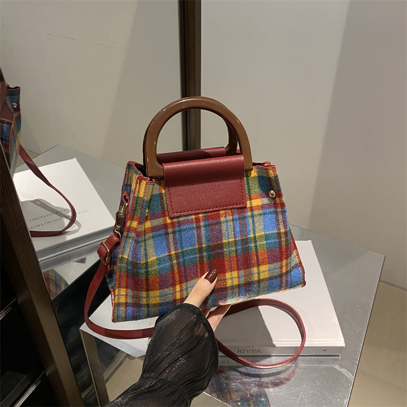 Plaid Structured Mini Handbag