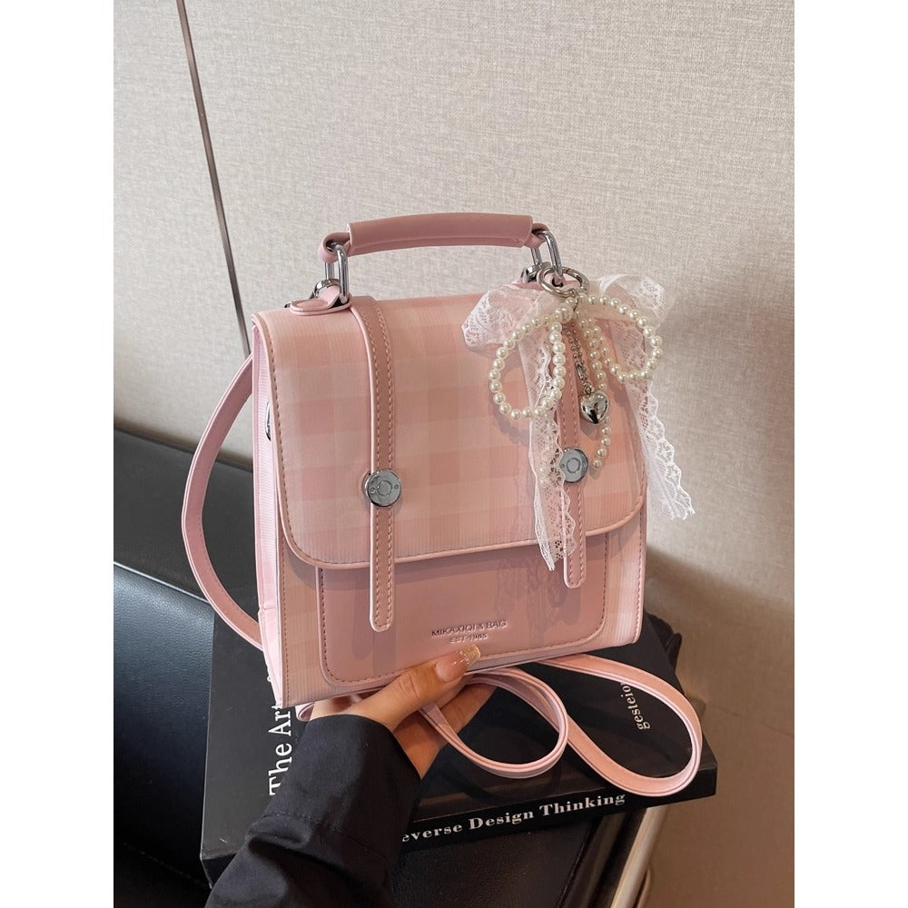 Vintage-Style Checkered Crossbody Bag