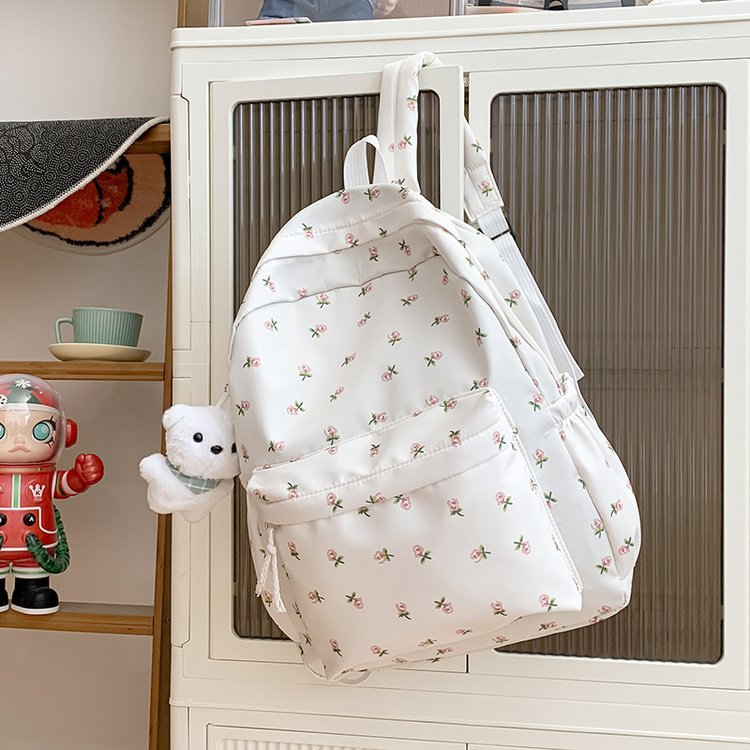 Backpack with Floral Design and Practical Compartments