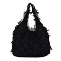 Fringed Textured Shoulder Bag