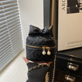 quilted mini handbag with stylish pearl accents