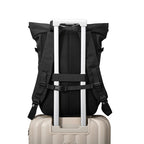 Backpack with roll closure and durable materials