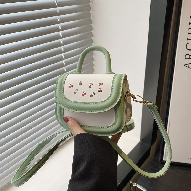 Women Mini Handbag with Playful Cherry Motif