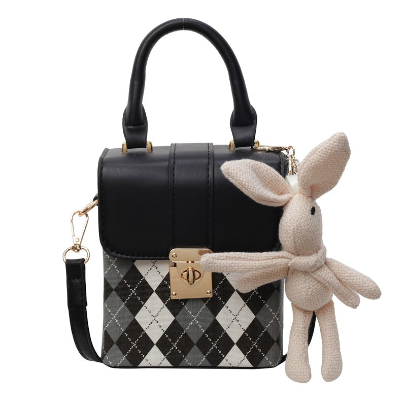 Mini Handbag with Elegant Check Pattern