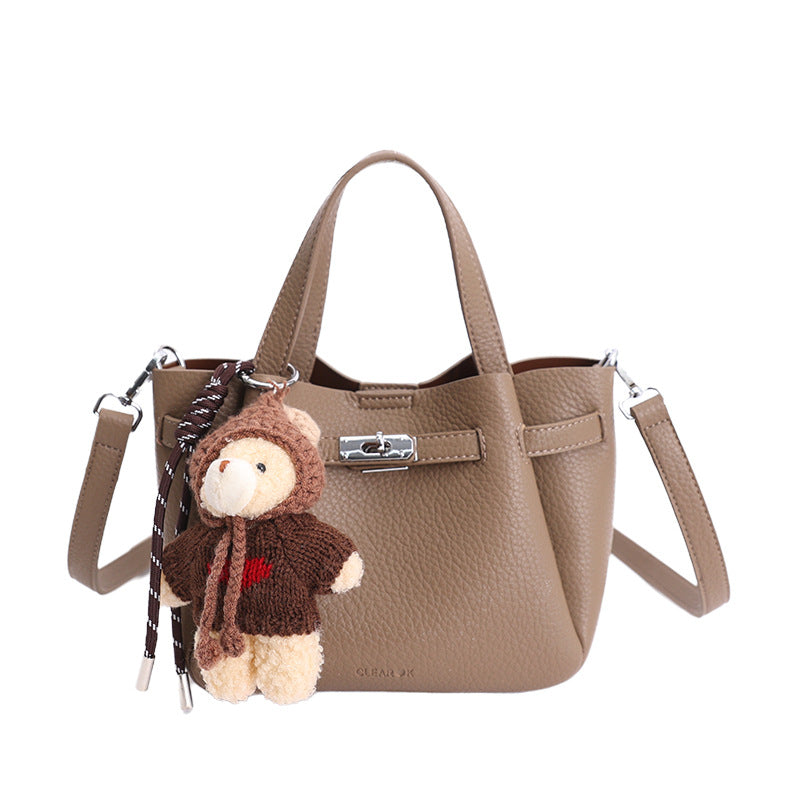 Mini Handbag with Cute Plush Pendant
