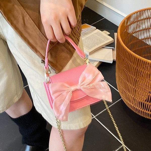 mini handbag with decorative bow design