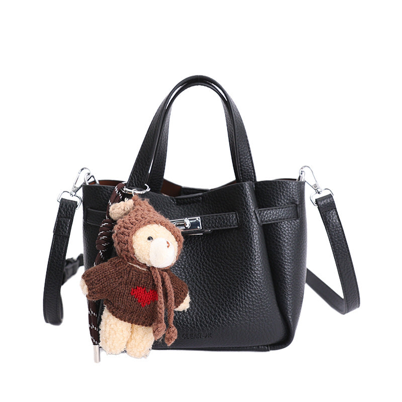 Mini Handbag with Cute Plush Pendant