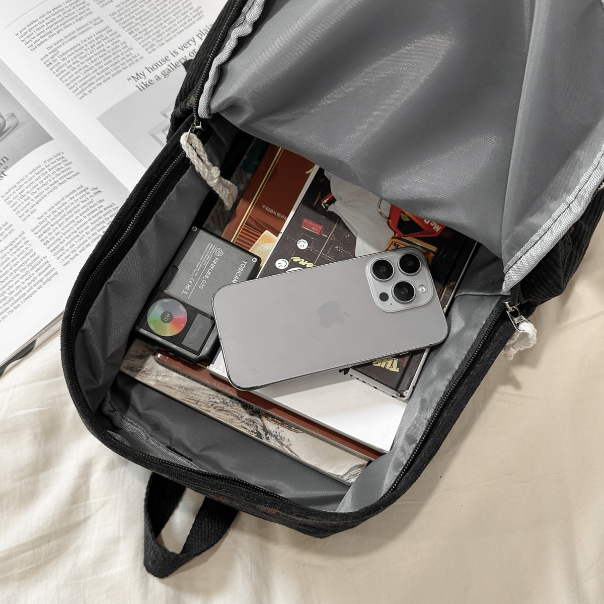 Backpack with Playful Fruit Pattern