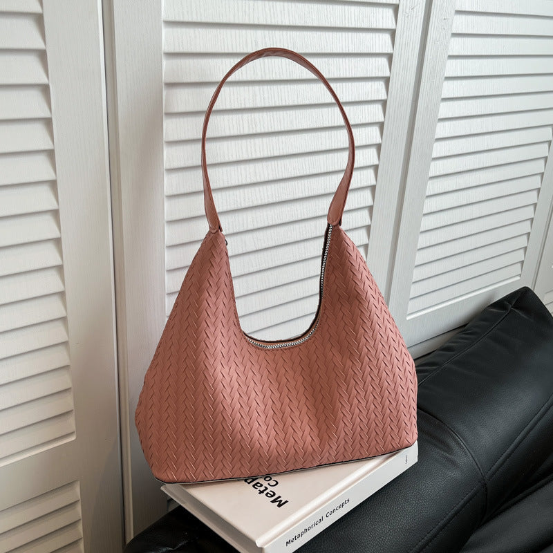 Textured Woven Shoulder Bag