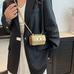 mini handbag with quilted design and golden closure