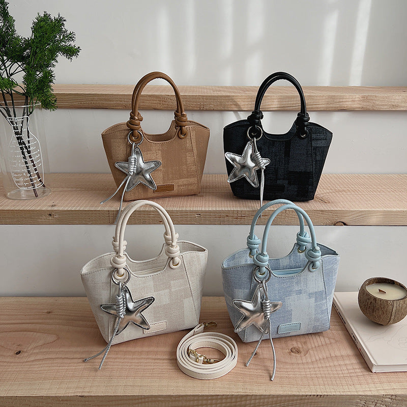 Women Mini-Handbag with Fashionable Star Keychain