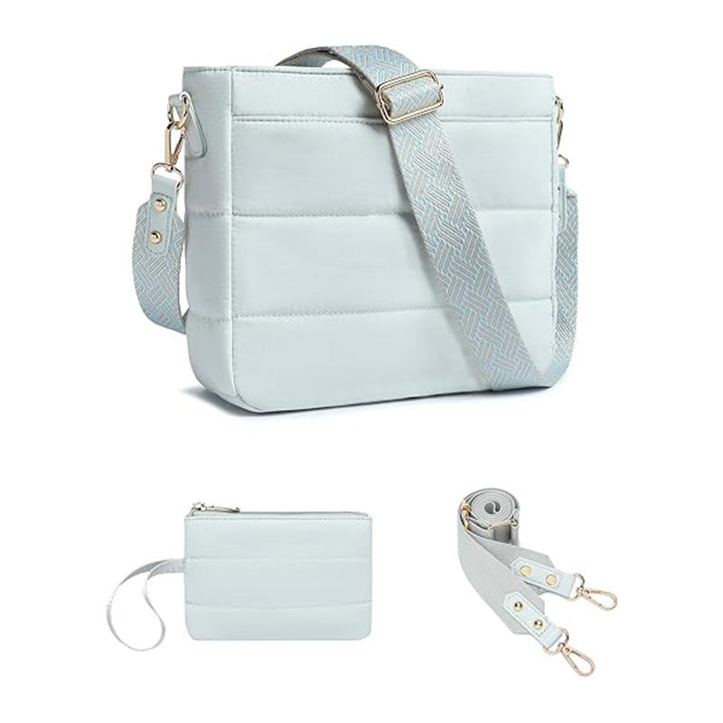 Fashionable shoulder bag with detachable wallet compartment