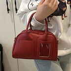 mini handbag with cute plush pendant and delicate bow decoration