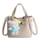 mini handbag with fluffy pendant