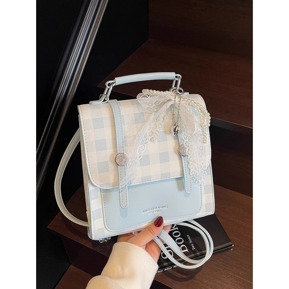 Vintage-Style Checkered Crossbody Bag