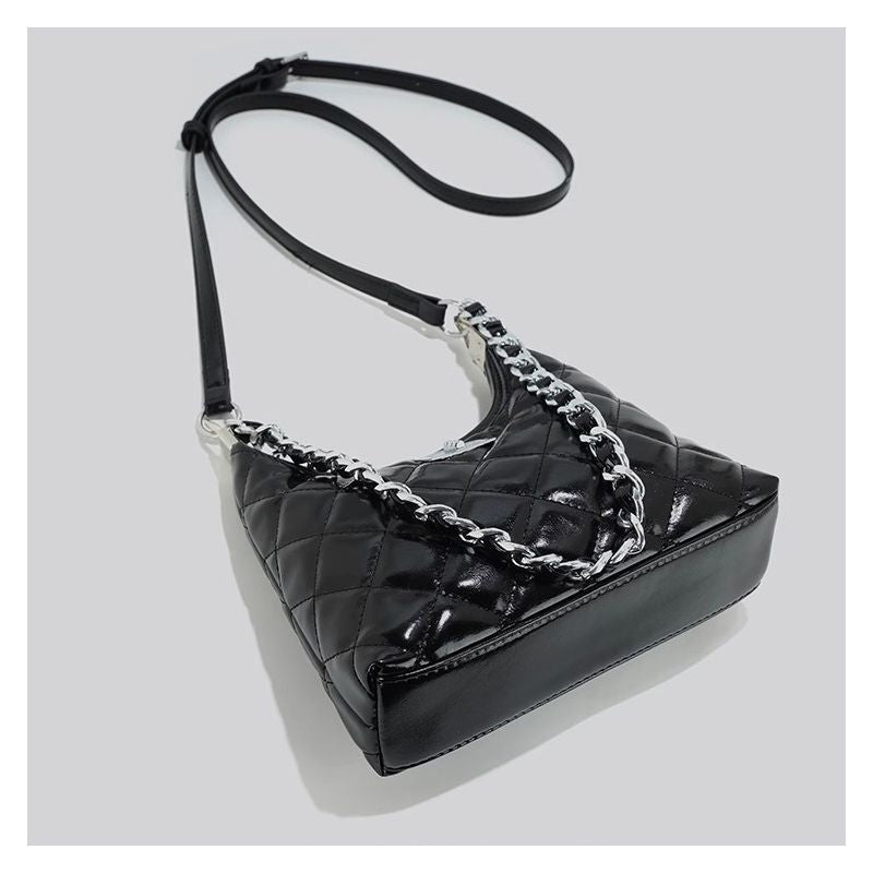 Quilted Chain-Handled Shoulder Bag