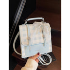 Stylish Checkered Mini Satchel Bag