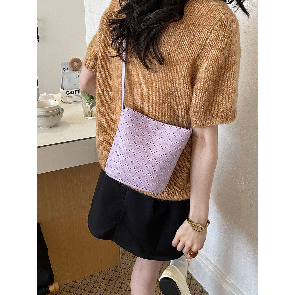 Woven Design Crossbody Handbag