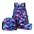 Versatile backpack set with creative geometric patterns