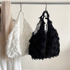 Fringed Textured Shoulder Bag