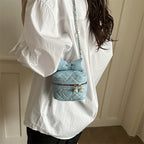 quilted mini handbag with stylish pearl accents