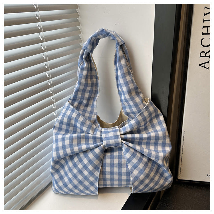 Bow Accent Fabric Tote Bag