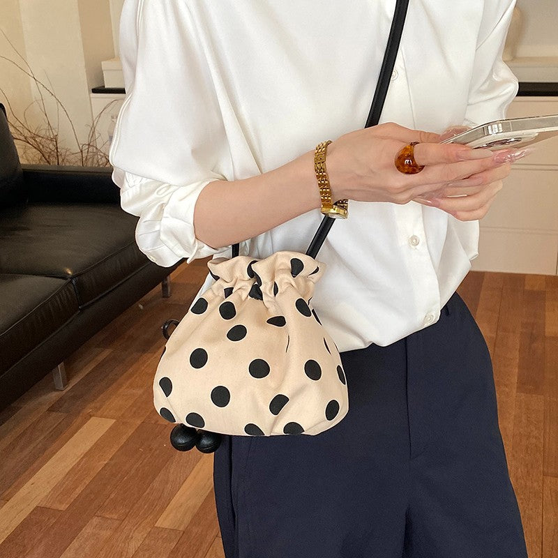 Fun Polka Dot Drawstring Mini Handbag