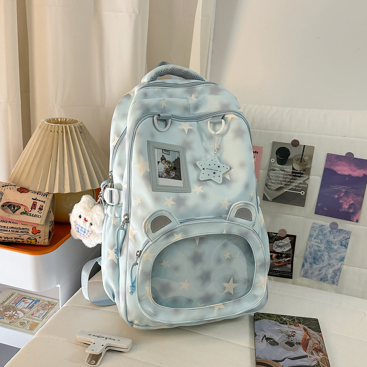 Backpack with Cute Applications and Thoughtful Storage