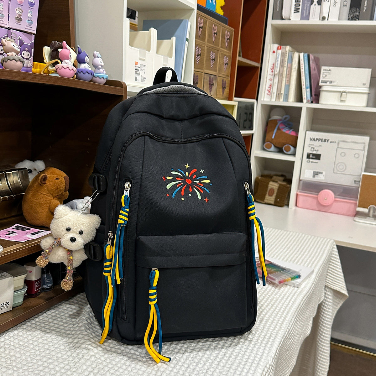 Backpack with Colorful Decorations and Innovative Compartments