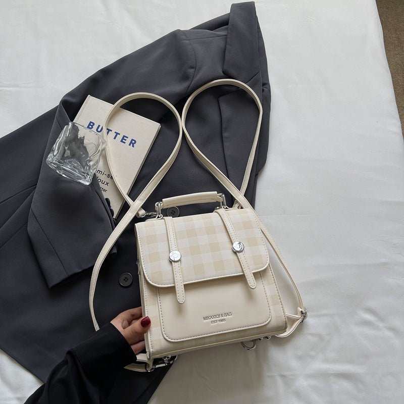 Vintage-Style Checkered Crossbody Bag