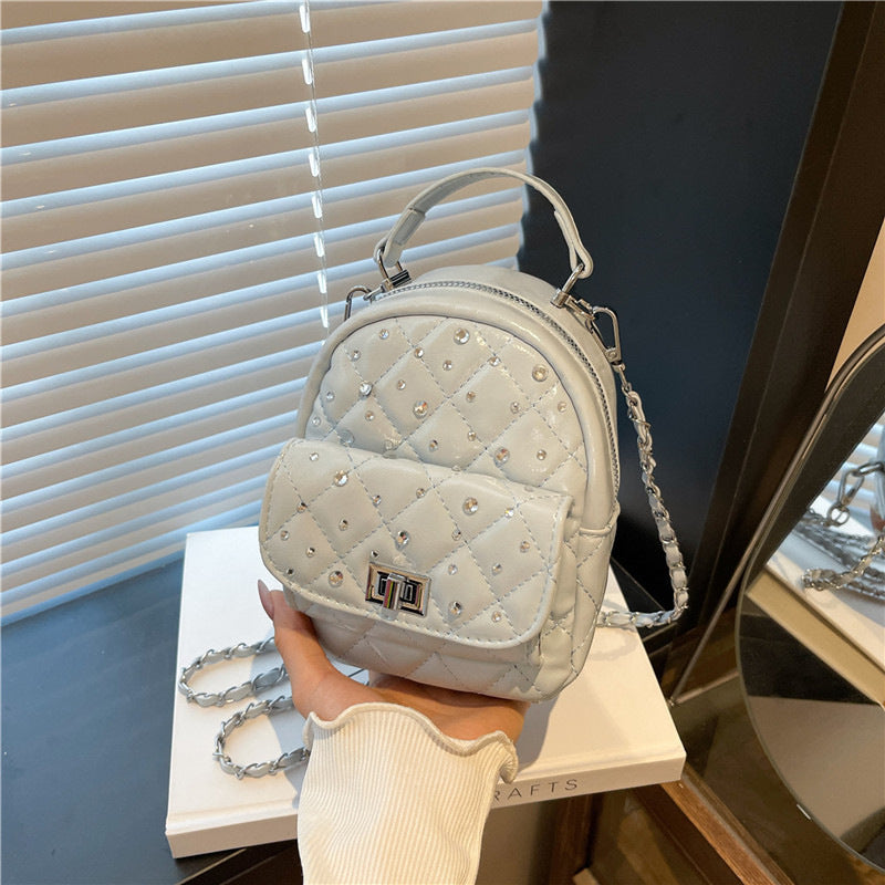 Quilted Mini Backpack with Rhinestone Accents