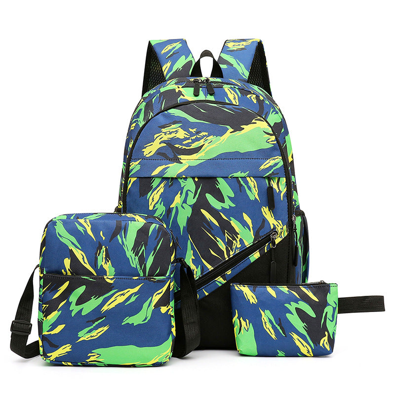 Fashionable backpack set with multiple compartments