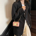 elegant mini handbag with gold closure mechanism