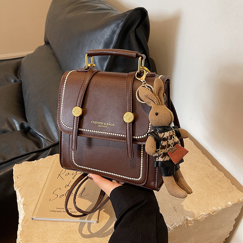 Vintage-Inspired Structured Satchel Bag