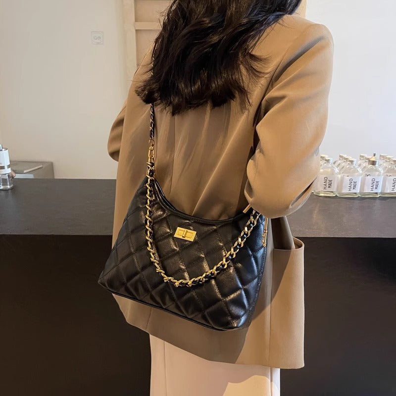 Quilted Chain-Detail Shoulder Bag