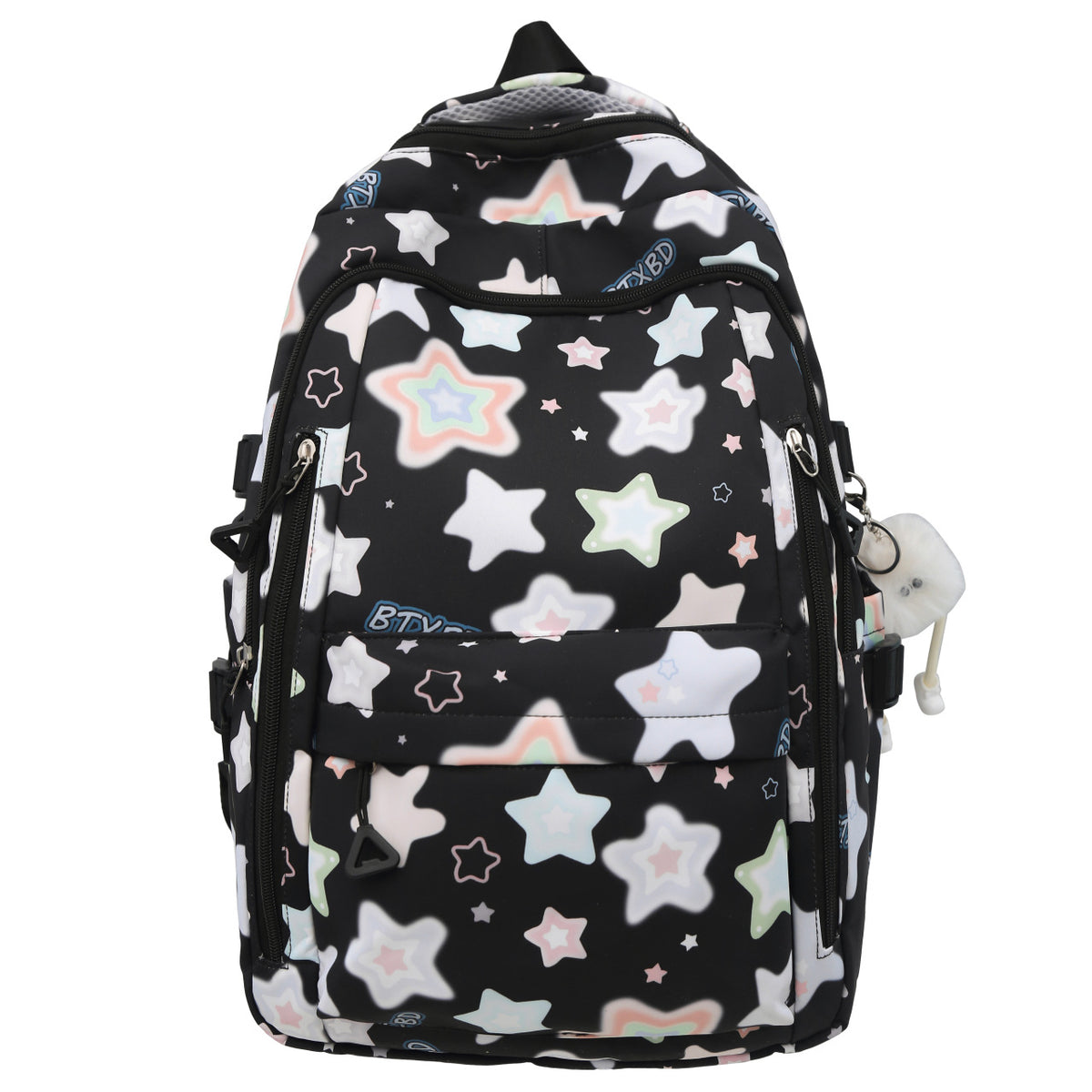 Backpack with Colorful Star Motif and Multifunctional Compartments