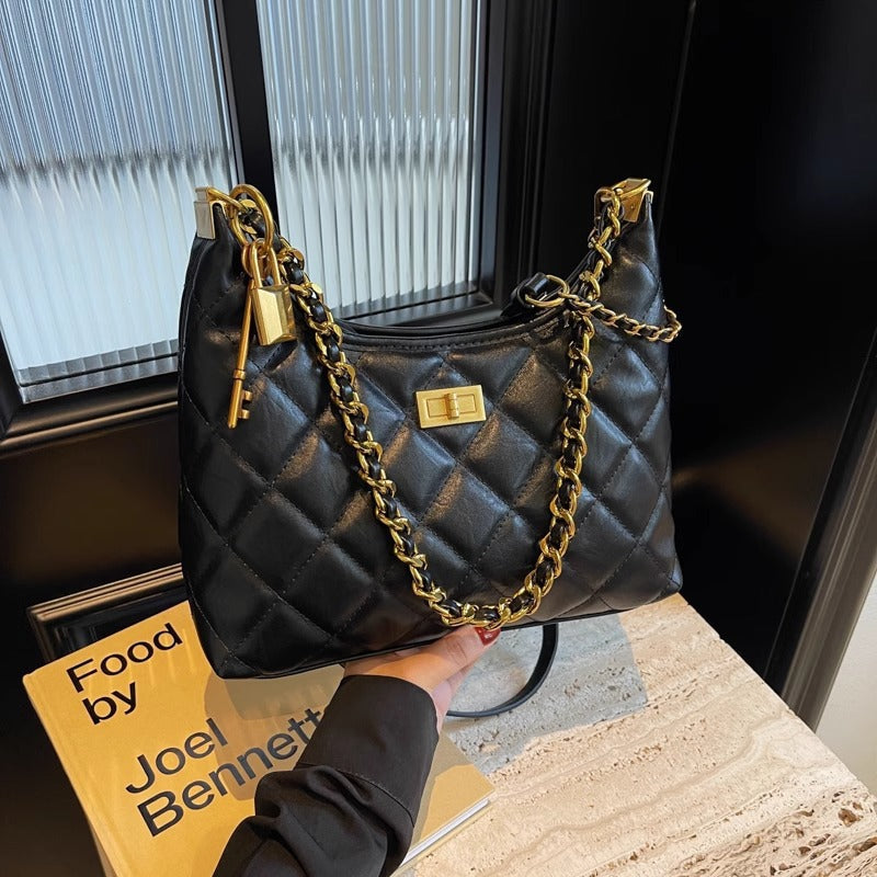 Quilted Chain-Detail Shoulder Bag