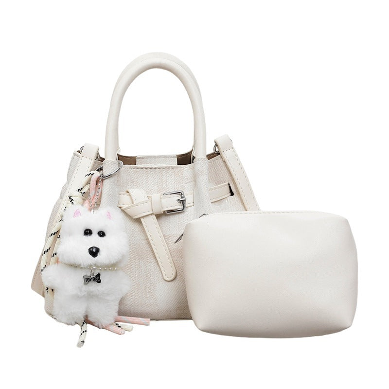 mini handbag with modern accents and practical interior organizer