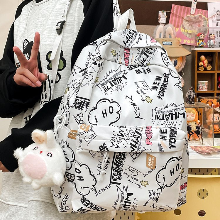 Backpack with Creative Graffiti Design