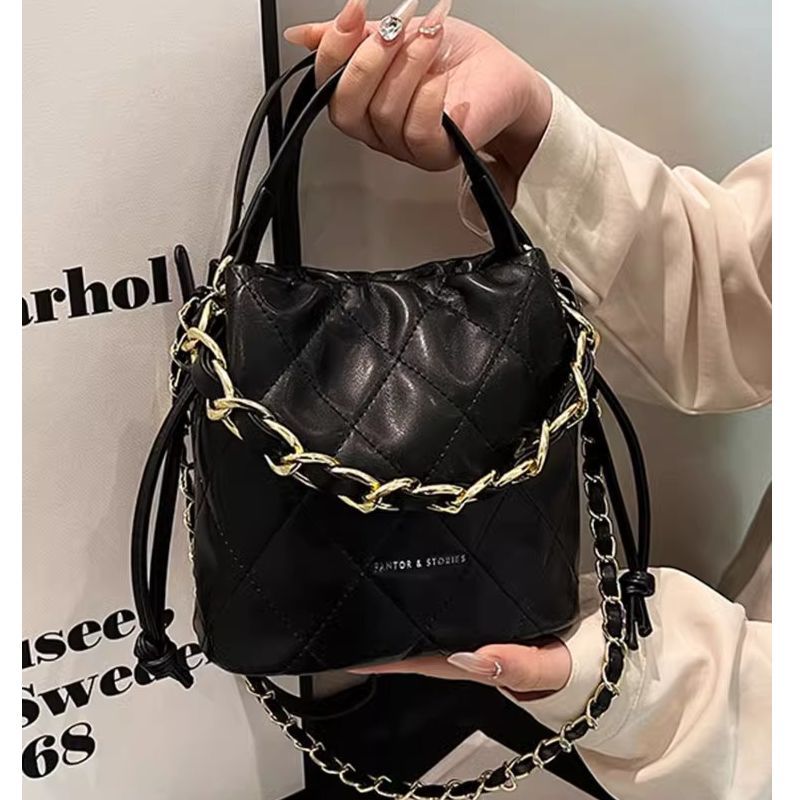 Quilted Mini Bucket Handbag