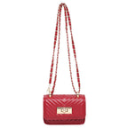 mini handbag with quilted design and golden closure