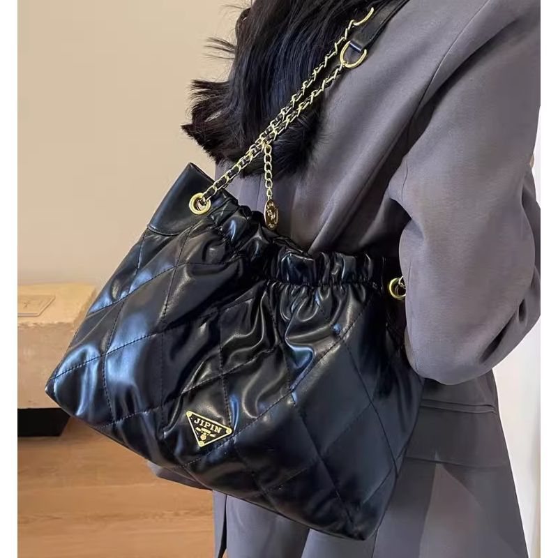 Quilted Chain-Handle Shoulder Bag