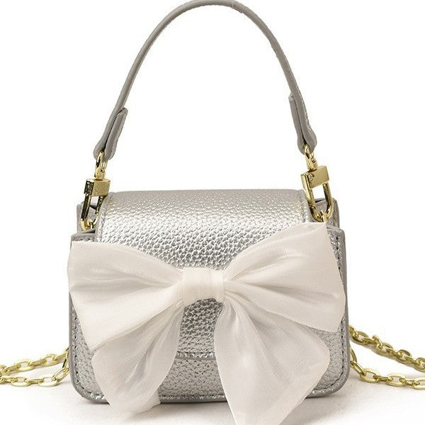 mini handbag with decorative bow design