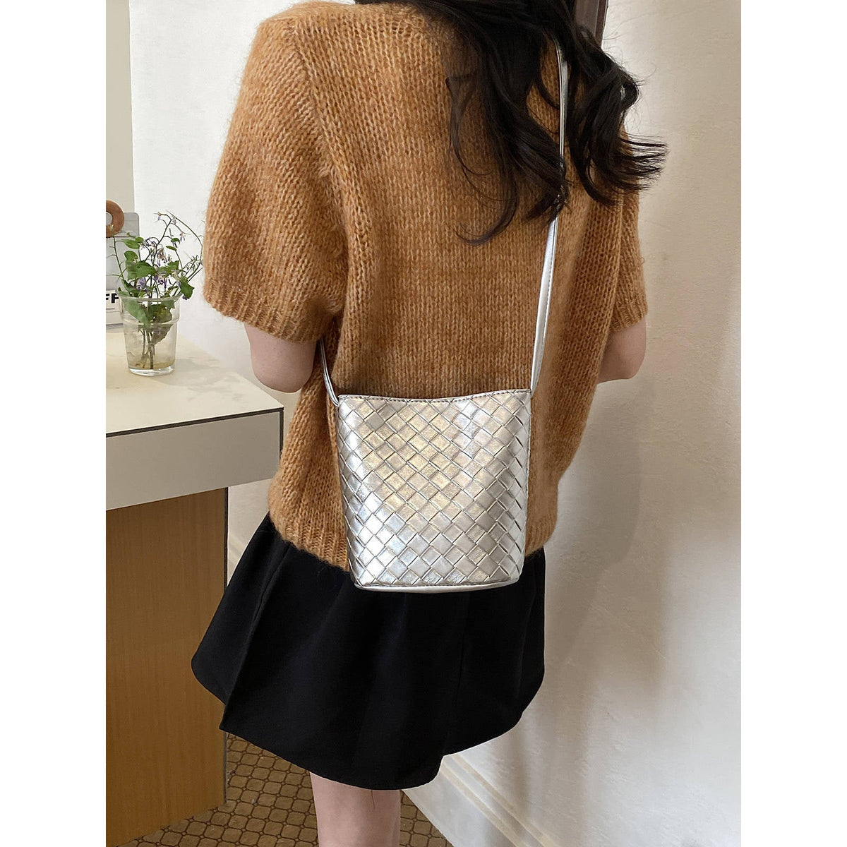 Woven Design Crossbody Handbag