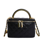 mini handbag with gold chain accent and textured design