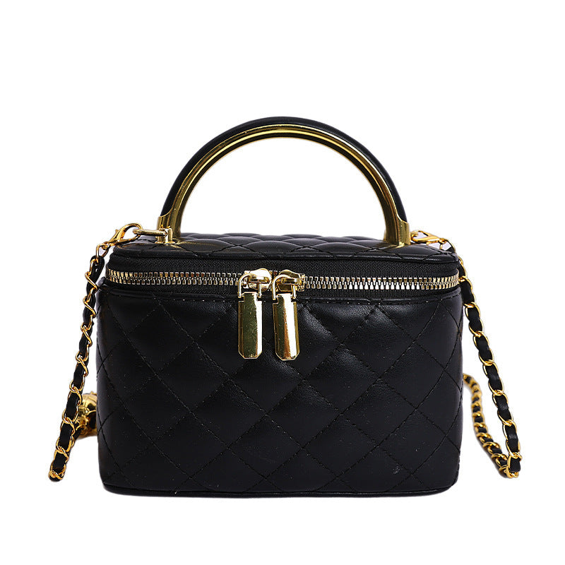 mini handbag with gold chain accent and textured design