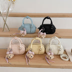mini handbag with removable teddy keychain